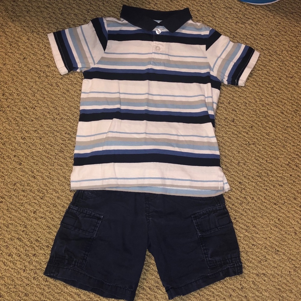 3T Gymboree Striped Polo and Navy Cargo Shorts